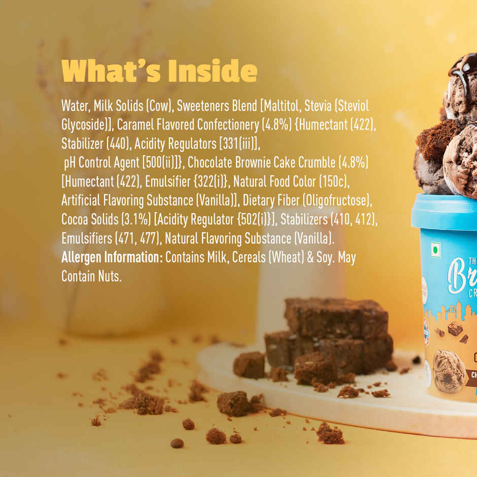 The Brooklyn Creamery Chocolate Fudge Brownie Ice Cream Tub |Low Calorie Zero Added Sugar