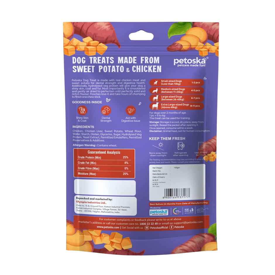 Petoska Dog Treats Sweet Potato Chicken Sticks
