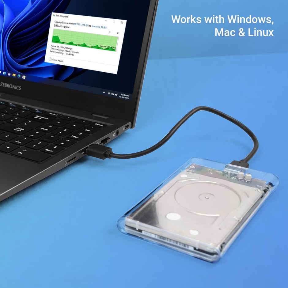 Zebronics CSH101 2.5" SSD/HDD Enclosure, 4TB Storage, 5Gbps Speed, USB-Micro B Connector
