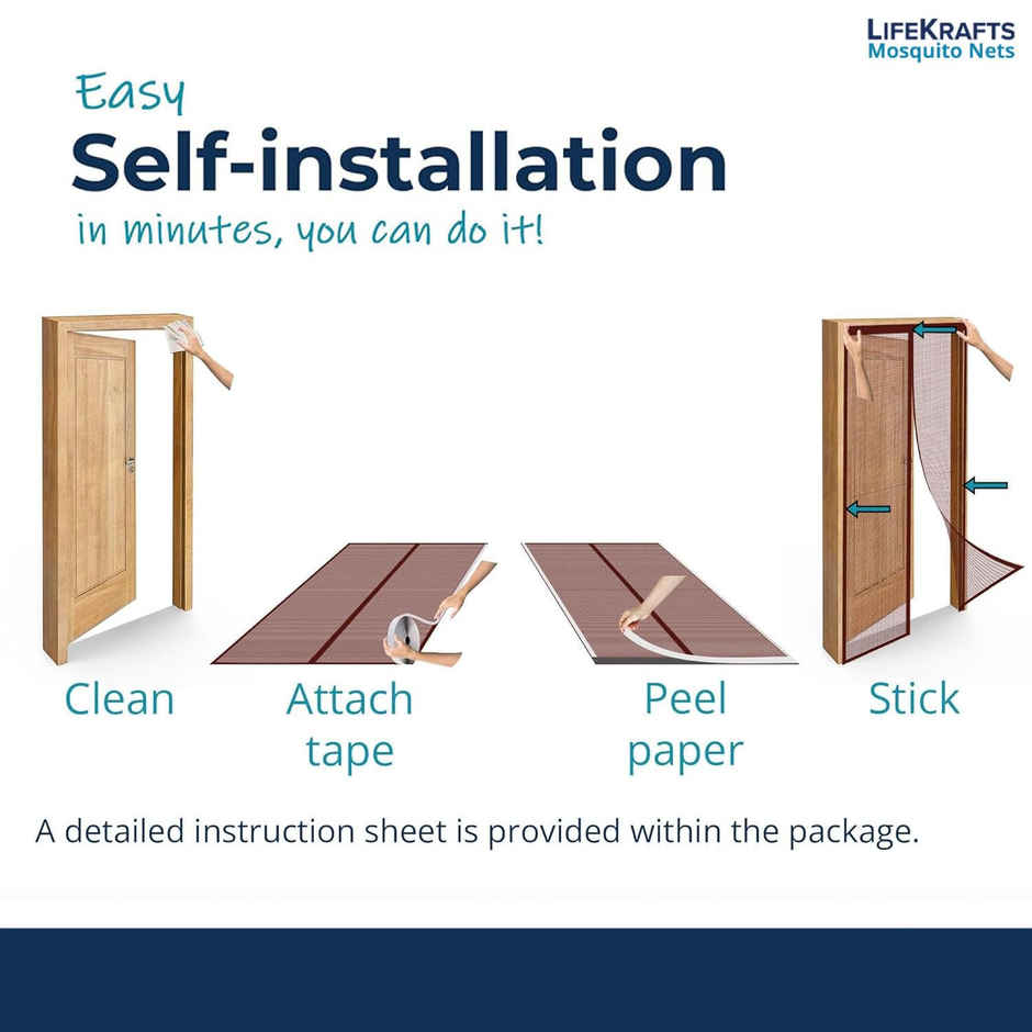 Lifekrafts Polyester Magnetic Mosquito Net For Door | Brown - 210 x 100 cm