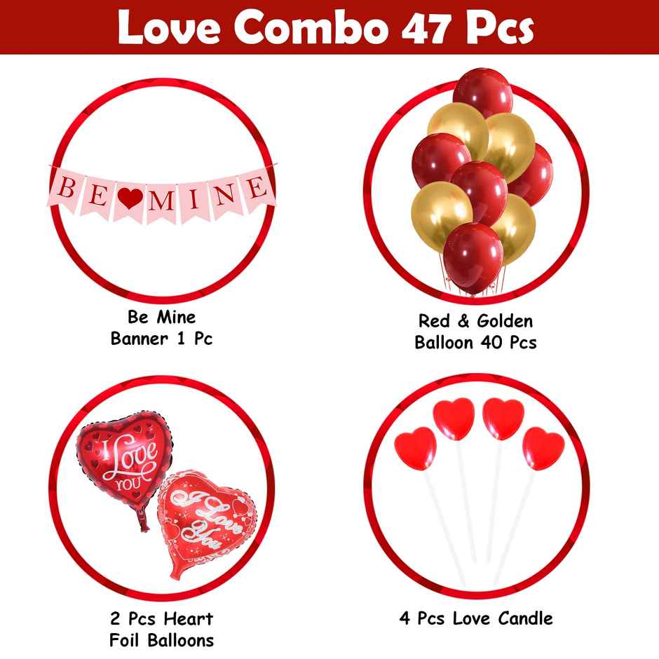 Be Mine Decoration Combo for Valentine's Day | Pack of 44 | Party Propz