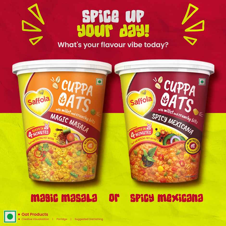 Saffola Cuppa Oats - Spicy Mexicana | No Maida | No Added Preservatives