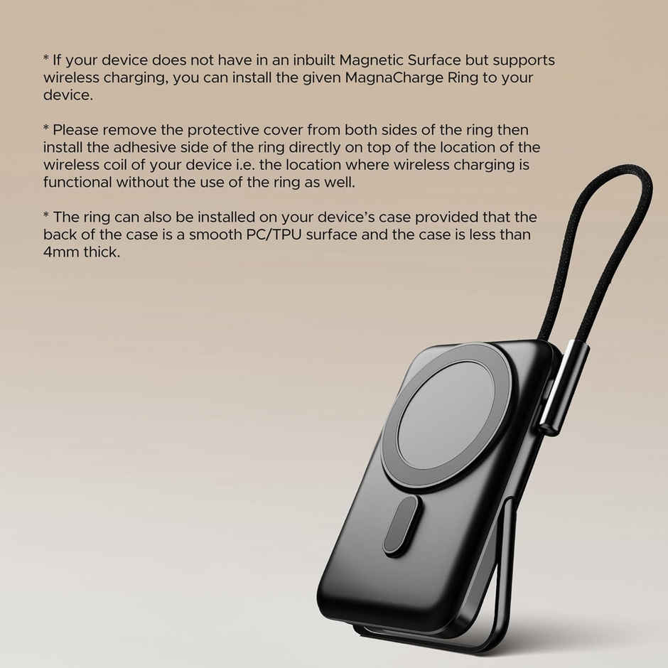 boAt Energyshroom PB330 MagnaCharge 10000 mAh Magnetic Wireless Power Bank w/ 15W Wireless Charging, Metal Stand,Magnacharge Ring for iPhone and Android Phones w/Wireless Charge - Black