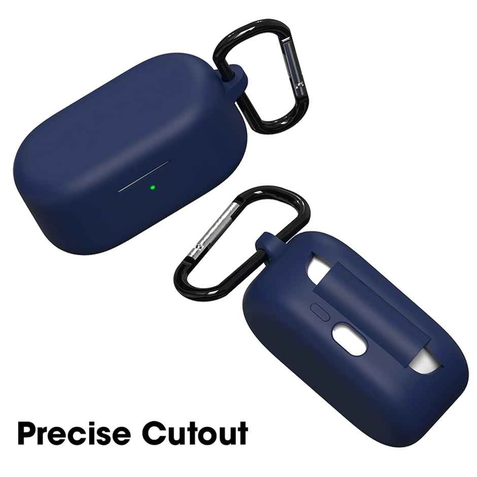 Sounce Silicone Case Cover for OnePlus Nord Buds 2 | Shockproof with Keychain & LED Visible | Blue