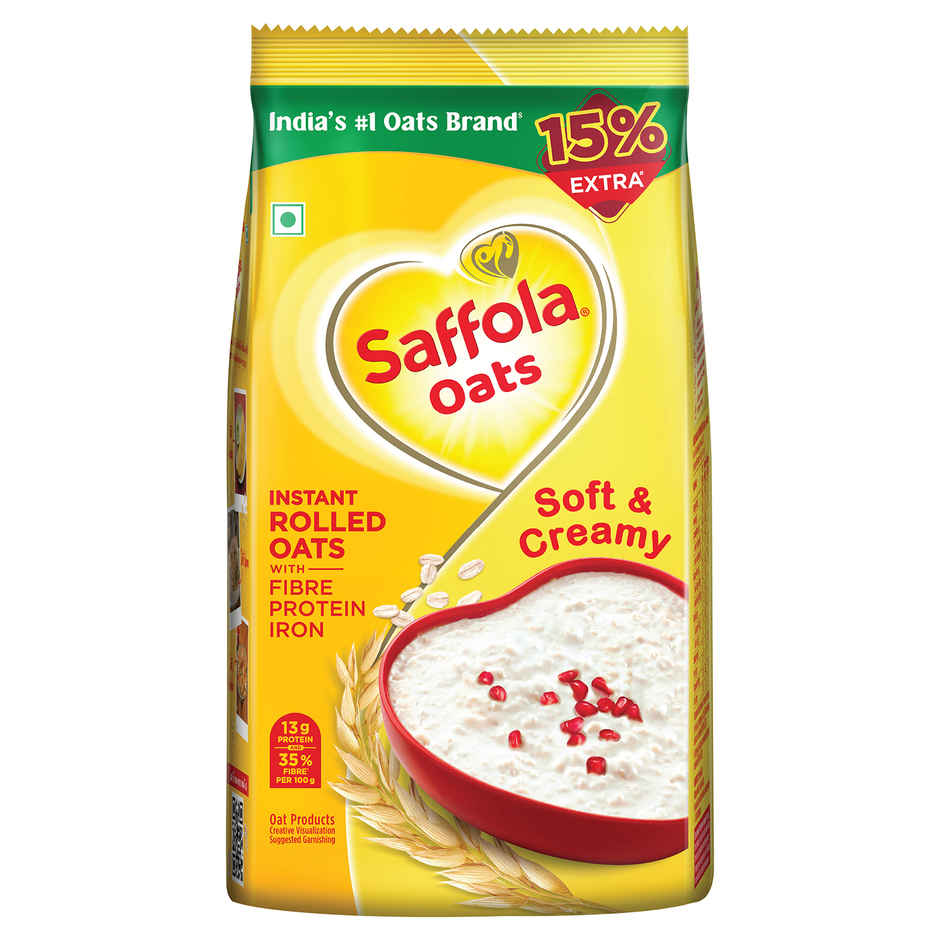 Saffola Oats, Instant Rolled Oats, Soft & Creamy Oats, Power of Protein, Iron & Fibre