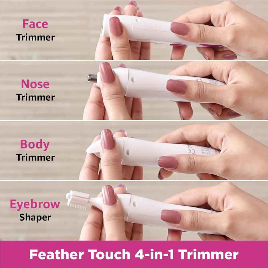 VEGA 4-In-1 Trimmer For Women, Suitable For Trimming Eyebrows,Nose Face & Bikini Area(Vhbt-03)White