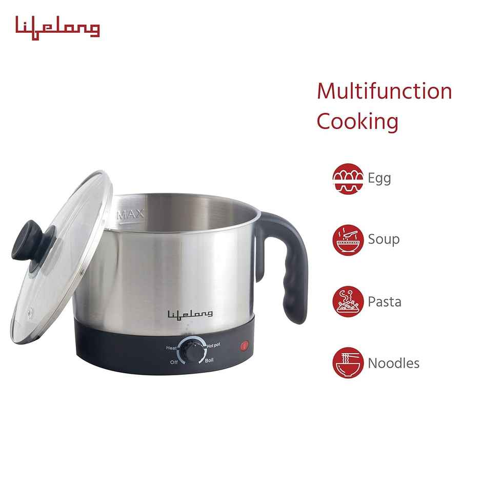 Lifelong Multifunction Cooker Kettle 1.5 L - Best For Boiling Milk Eggs Soup & Maggi Noodles - 600W