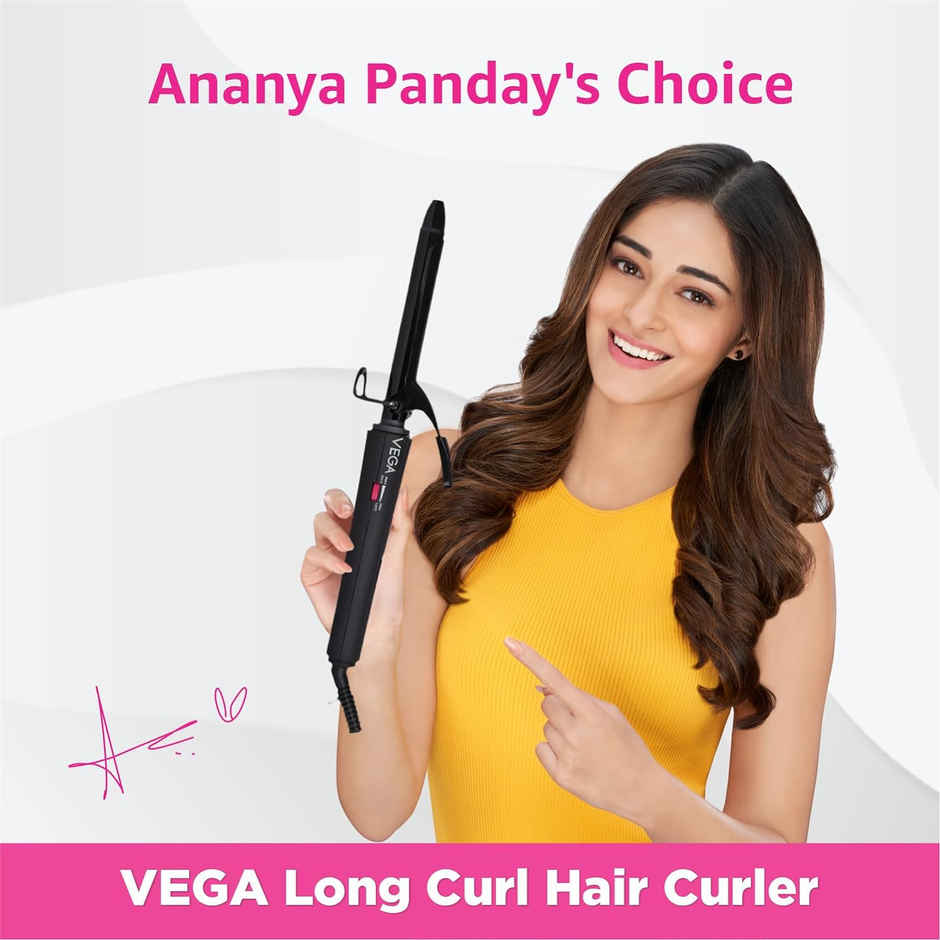 Vega Smooth Curl 19 mm Barrel Hair Curler for Women with Adjustable Temperature, Cool Tip | VHCH-03