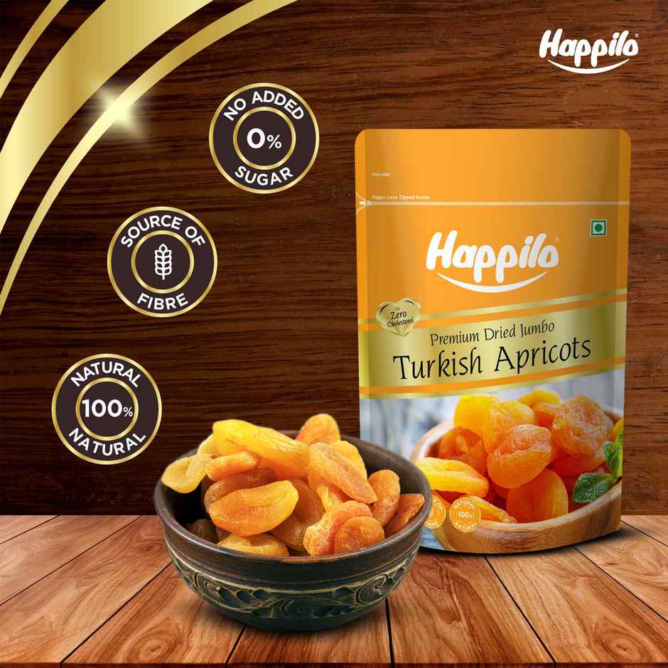 Happilo Premium Dried Jumbo Apricots|Dried Khumani Jardalu|Dry Fruits