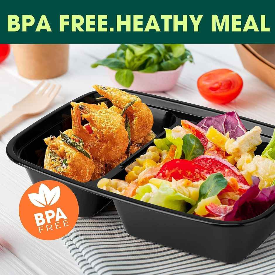 Disposable Rectangle Meal Box | 2 Compartment | 140 x 190 x 42 | Pack Of 25 | Tempware