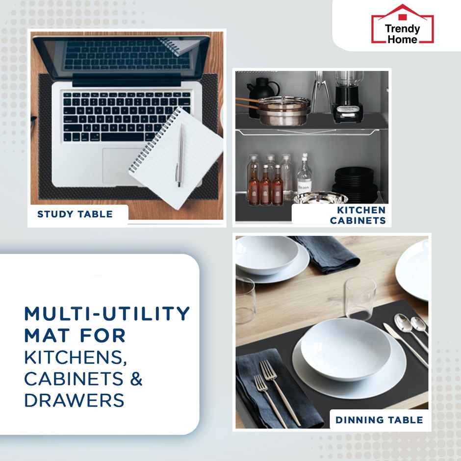 Senego by Trendy Home Anti-Slip Mat - For Fridge, Cupboard, Drawers, Shelf Liner | Black- 45 cm x 5 m