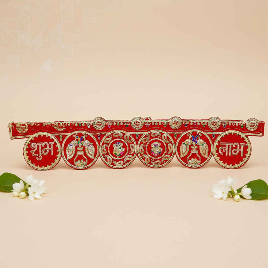 Main Door Decorative Toran | Subh Labh | Red and Gold | Samsidhi