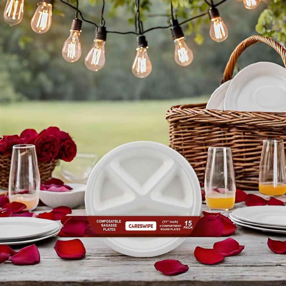 Disposable Plate | 4 Compartment | 11 inch | 10 pcs | Careswipe