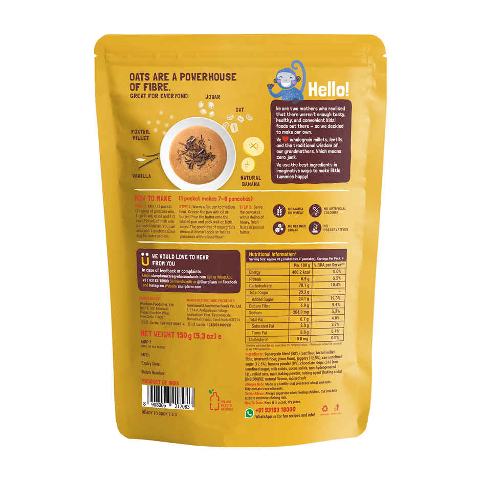 Slurrp Farm Millet Pancake Mix | Banana Choco-Chip and Chocolate | Kids and Adults | Pack Of 2