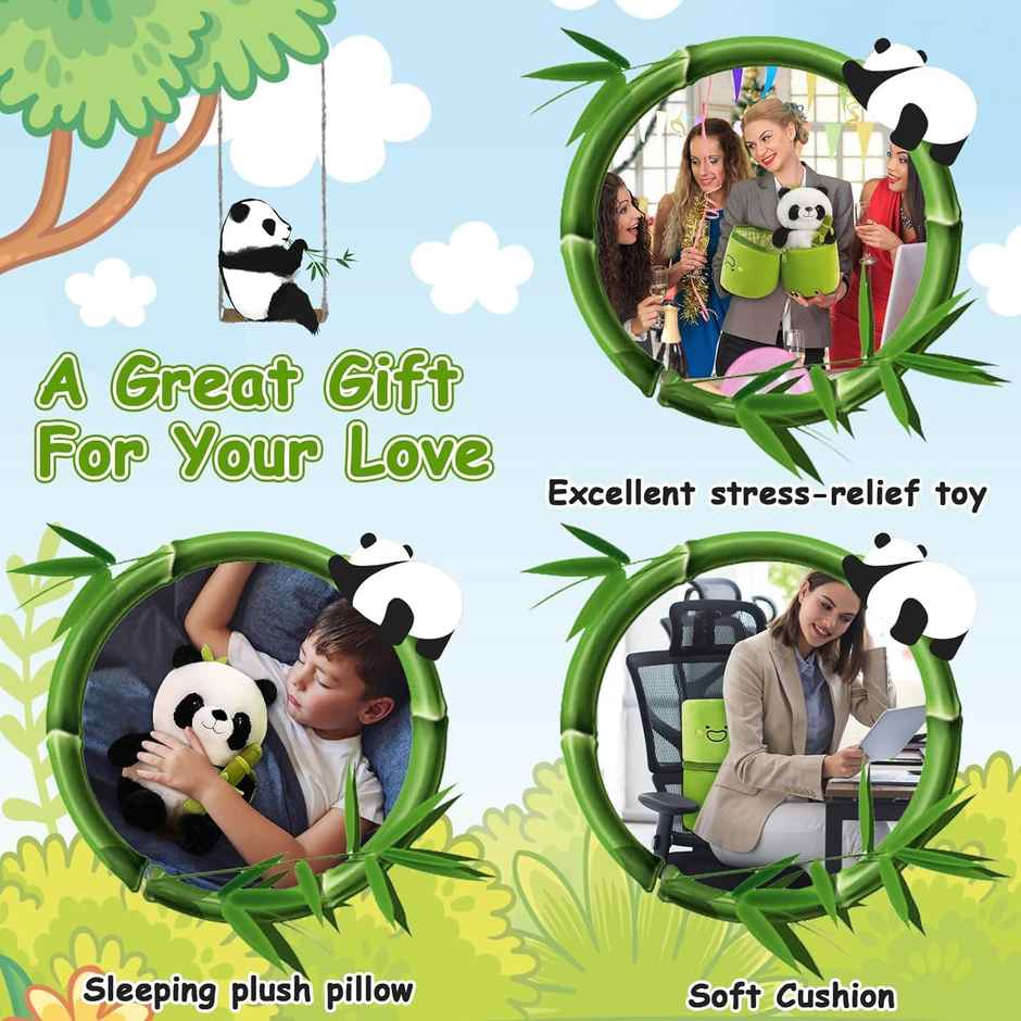 Babique Stuffed Bamboo Panda Plush Toy | 25 Cm | With Green Bag | Gifts for Boys Girls