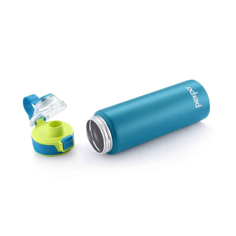 Pexpo Arctic Stainless Steel Sports | Fridge Water Bottle with Flip Top Cap | Turquoise Blue