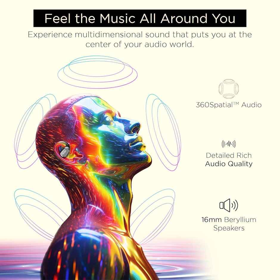 truke Buds Liberty Truly Wireless Bluetooth OWS with SpatialAudio, 60H Battery - OnyxBlack