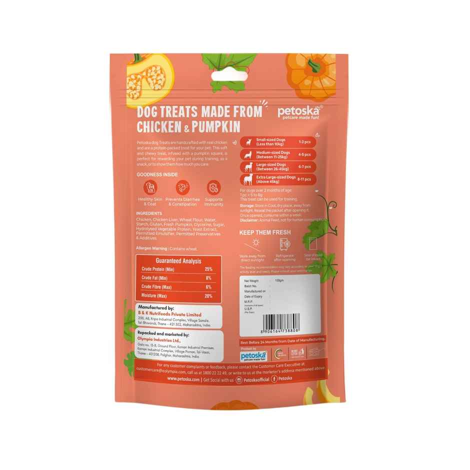 Petoska Dog Treats Chicken & Pumpkin Square Sticks