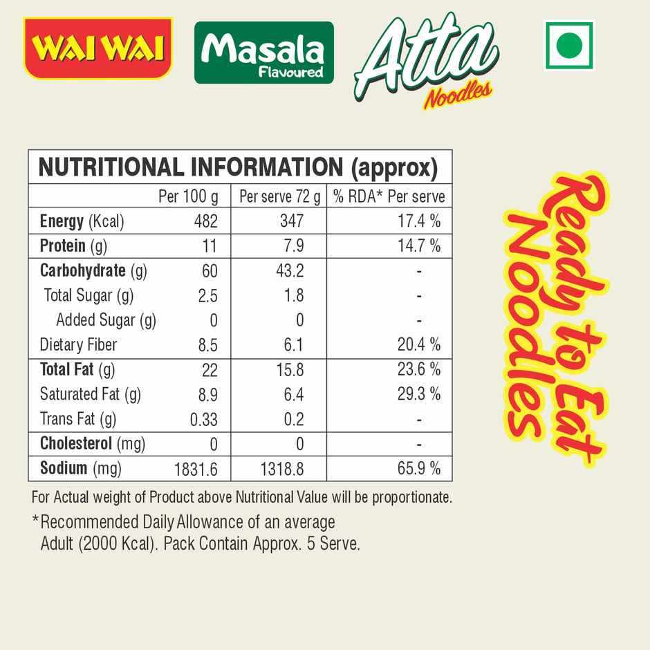 Wai Wai Ready to Eat Atta Chicken Noodles | 5 in 1