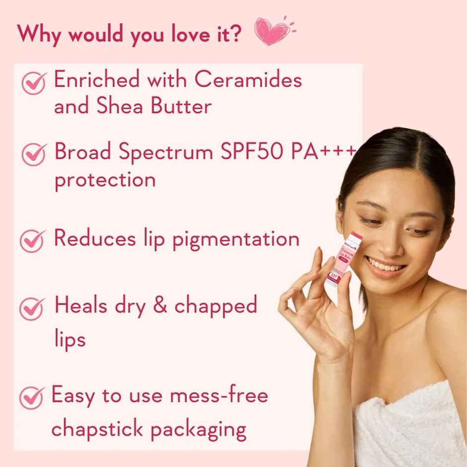 Wishcare Tinted Ceramide Lip Balm With SPF 50 PA+++ - Kojic Acid & Niacinamide