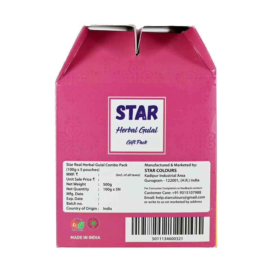 Holi Gulal Colors Combo | Pink | Green | Orange | Red | Yellow | Star