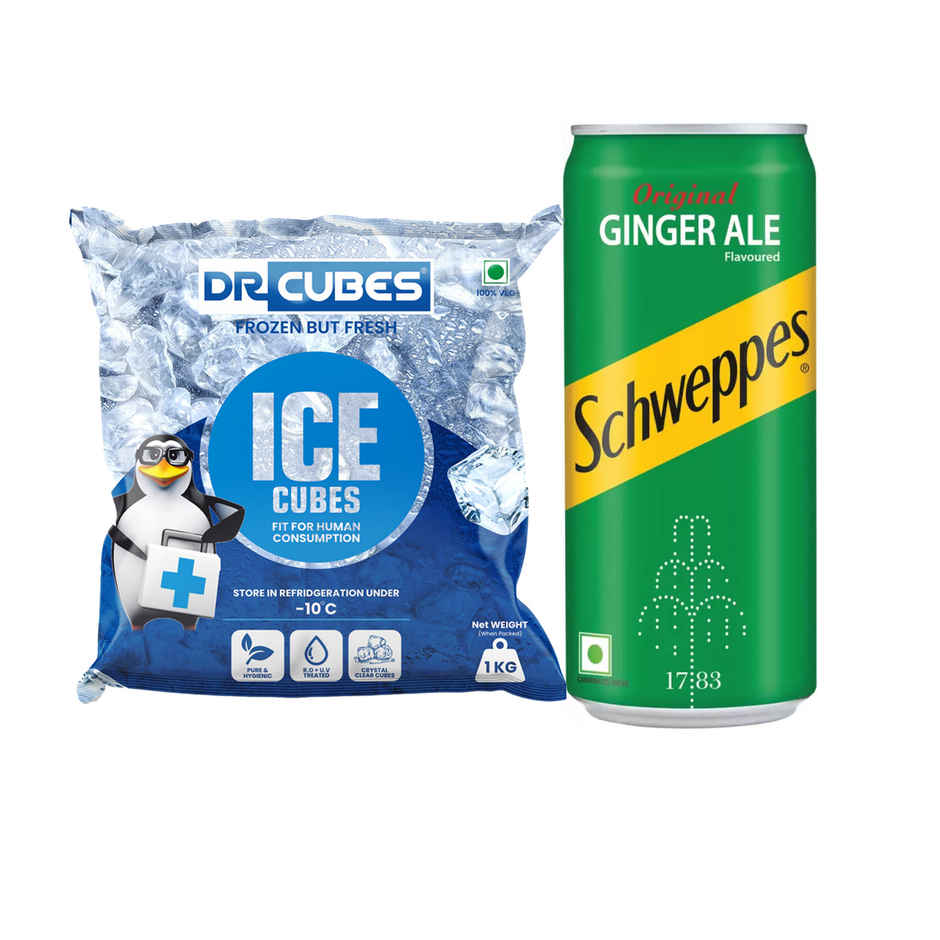 Dr. Cubes Ice Cubes (1kg) & Schweppes Ginger Ale (300ml) Combo