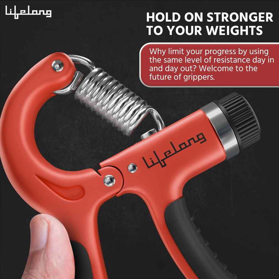 Lifelong Adjustable Hand Grip Strengthener Resistance Hand Gripper for Gym (Red & Black, LLFAHG01)