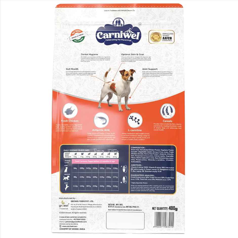 Carniwel Fresh Chicken Dry Dog Food For Small Breed, Adult