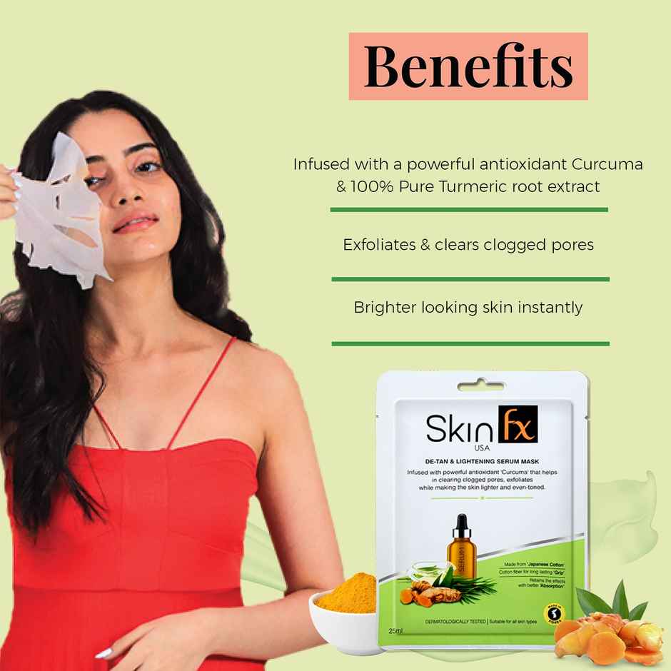 Skin Fx Detan & Lightening Sheet Mask, Serum Face Mask