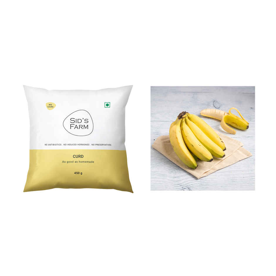 Sid'S Farm Curd Pouch(1pc) & Banana Robusta 6.0 Piece(1pc) Combo