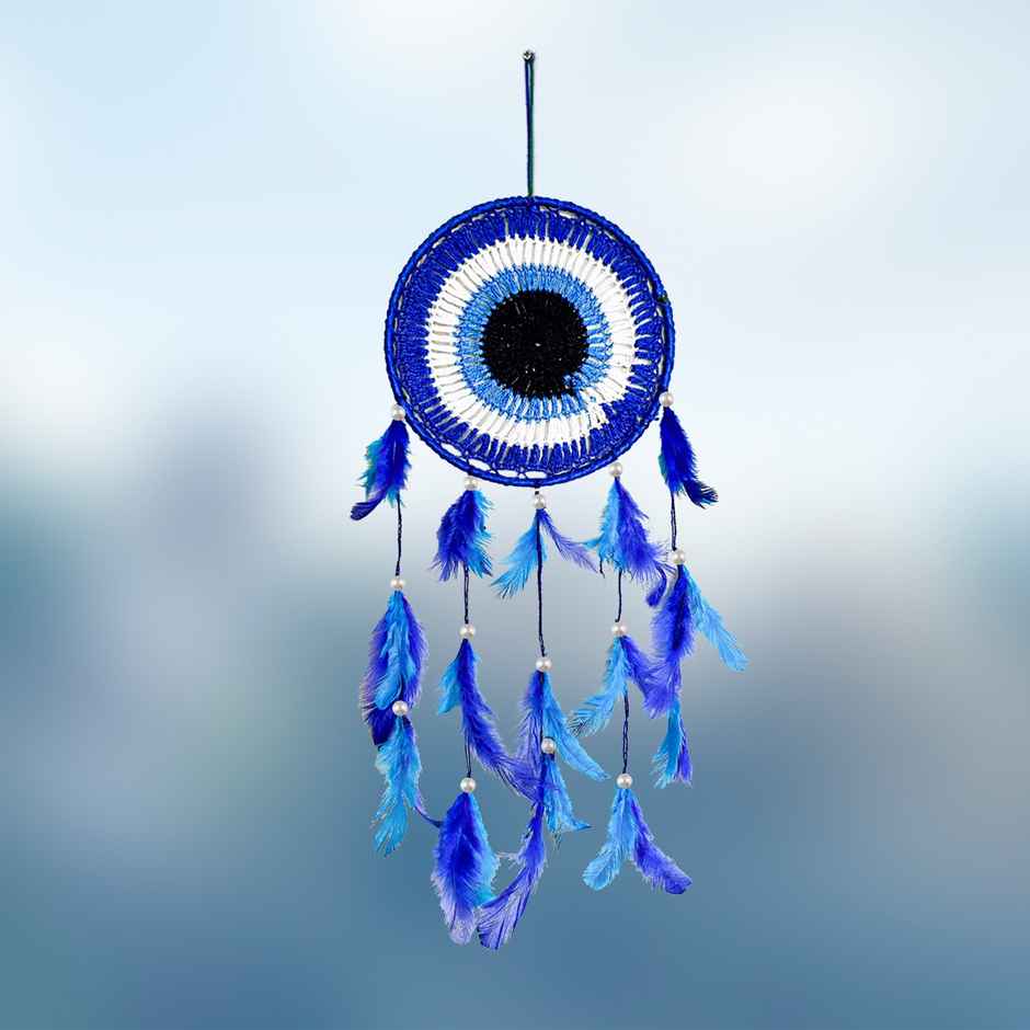 Urbanfix Evil Eye Dream Catcher for Bedroom, Car & Home Decor | Wall Hanging Wind Chime Blue