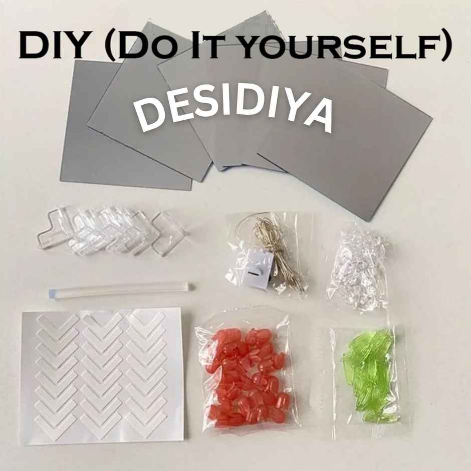 Desidiya Diy Tulip Cube Mirror Lamp Led Flower Lights, 2-In-1 Mirror & Table Decor - 1 pc