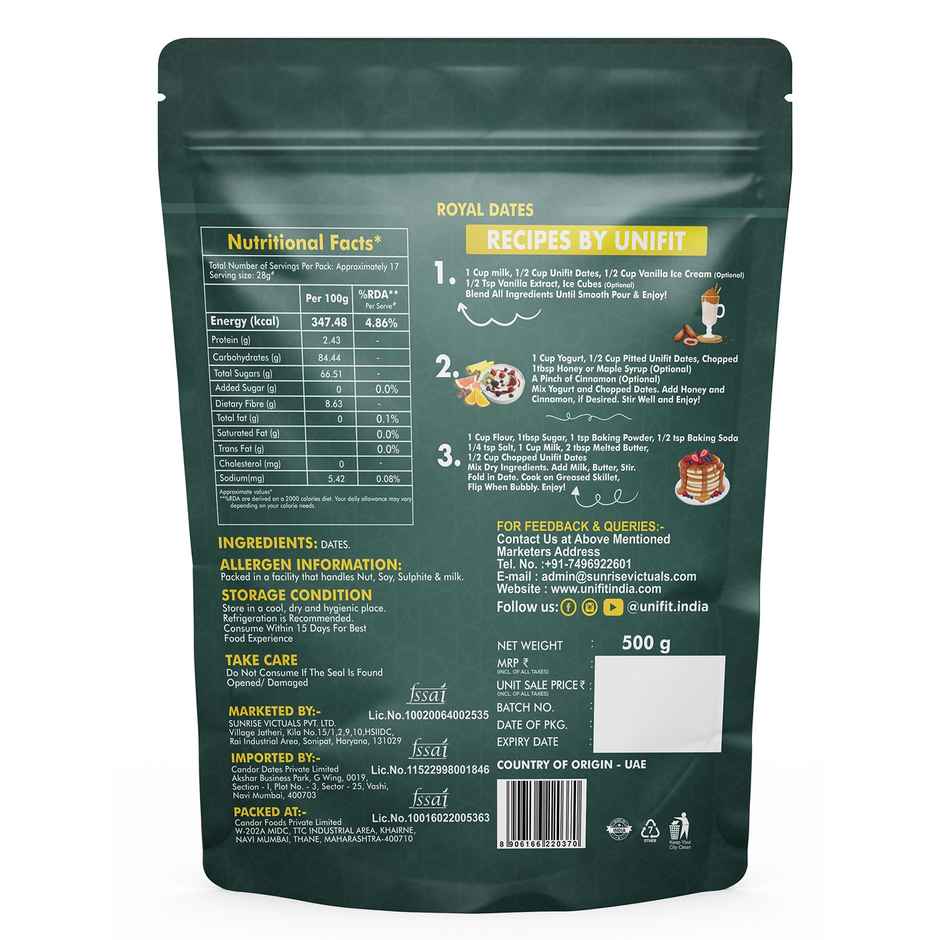 Unifit Royal Dates | Naturally Sweet and Nutritious |Premium Quality