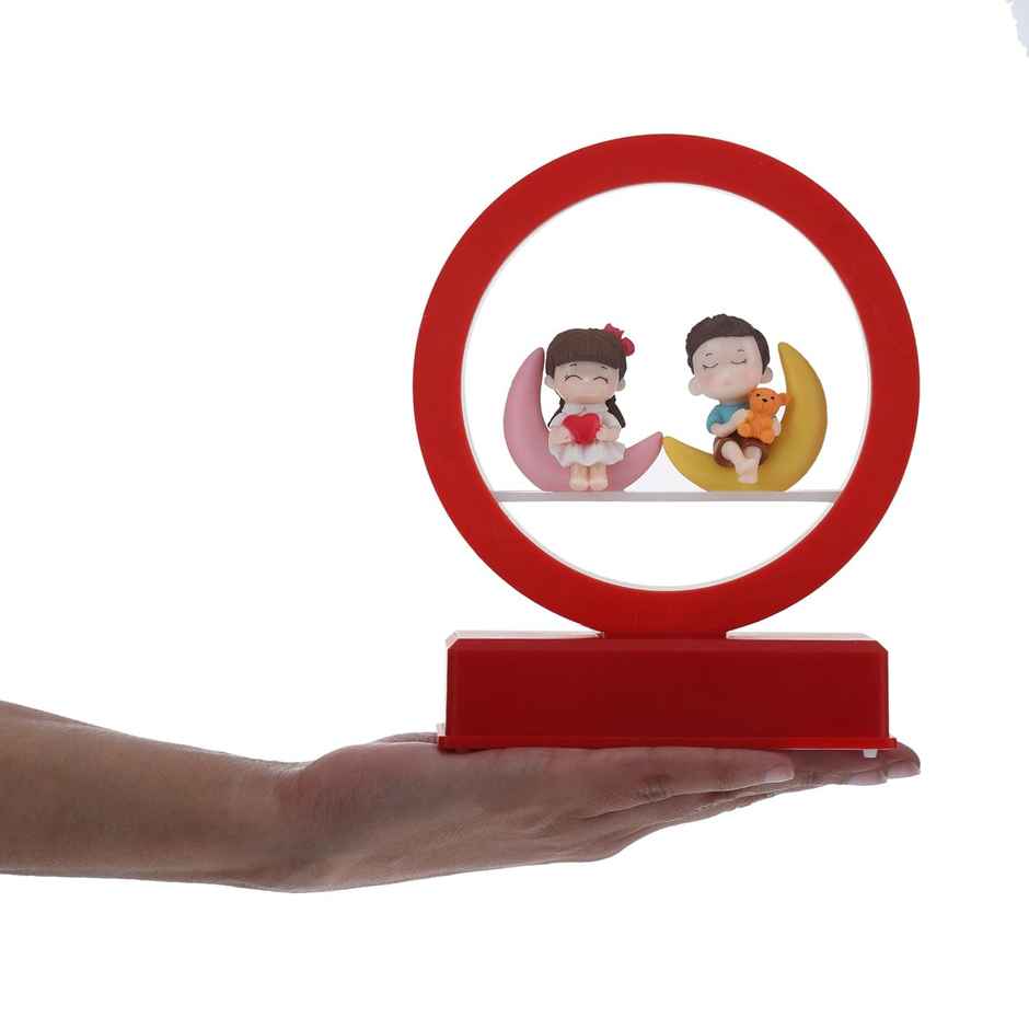 Tied Ribbons Decorative Romantic Love Couple With Led Light Table Decoration Showpiece