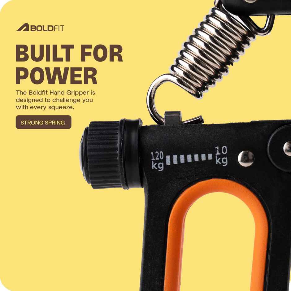 Boldfit Heavy Hand Gripper 120 Kg Adjustable Professional Hand Grip - Blackorange