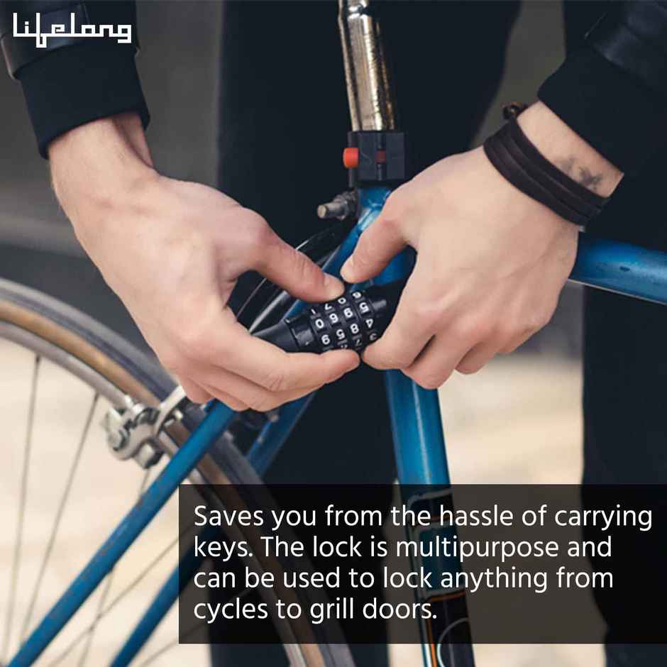 Lifelong LLNML01 Multipurpose 4 Digit Numeric Cable Bike/Bicycle Helmet Lock - 1.8 ft