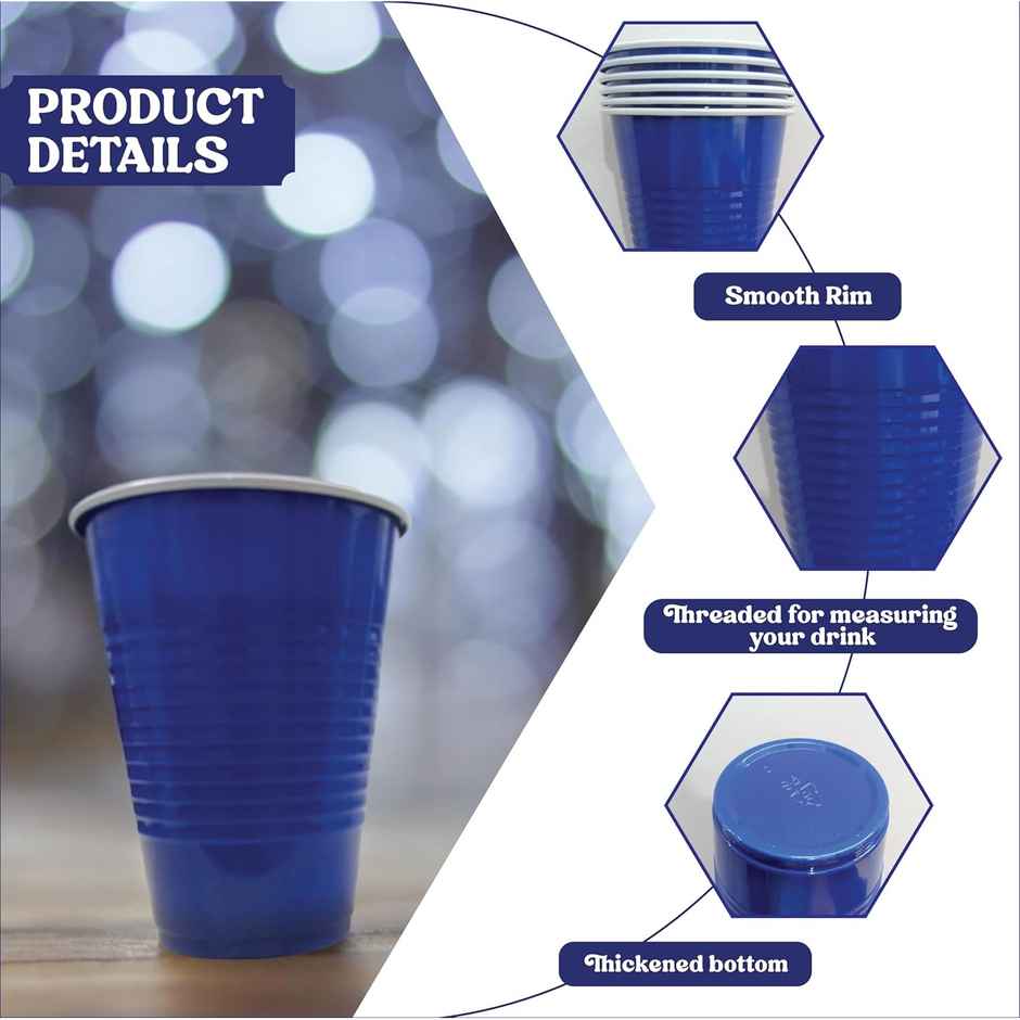 Disposable Premium Plastic Party Glass | Red and Blue | 450 ml | Pack of 10 | Tempware