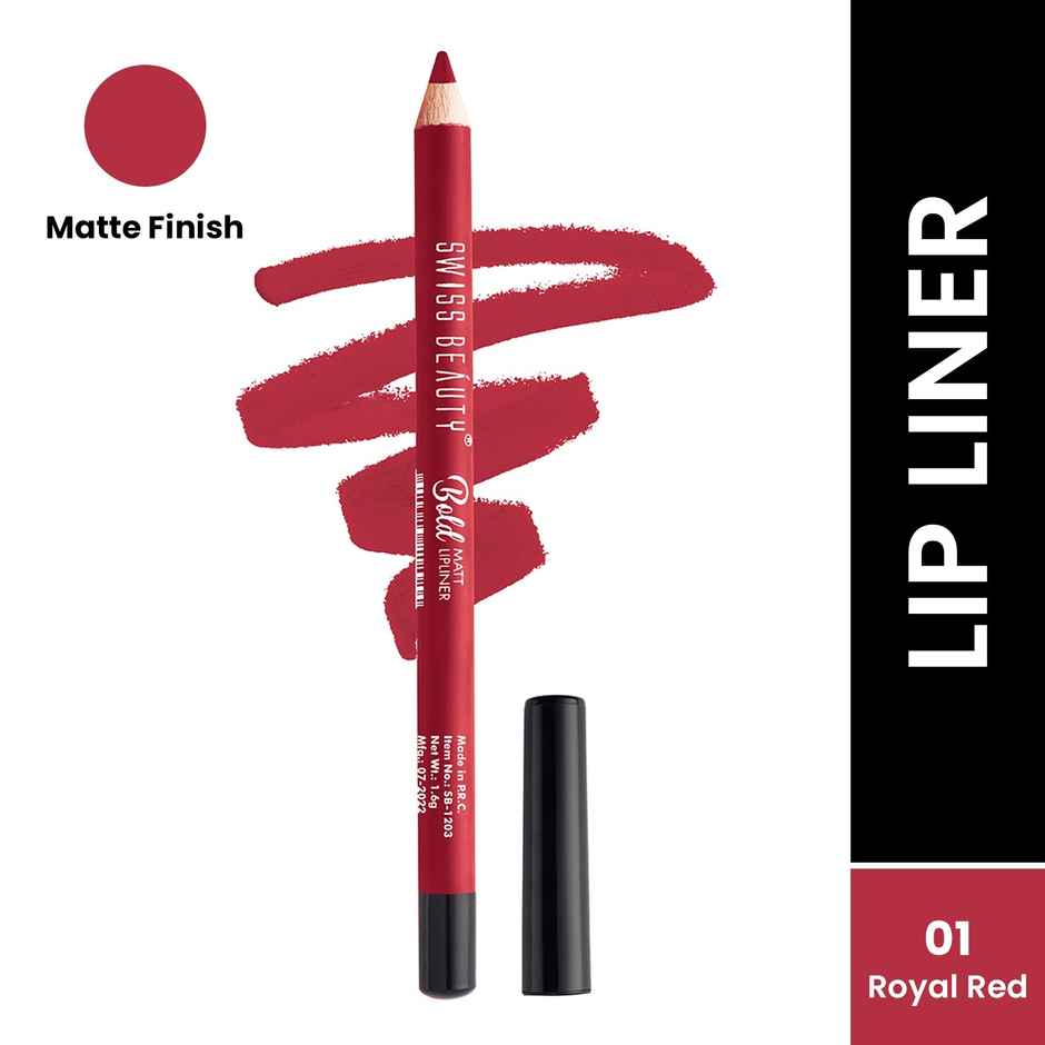 Swiss Beauty Bold Matt Lip Liner Pencil | 1 Royal Red
