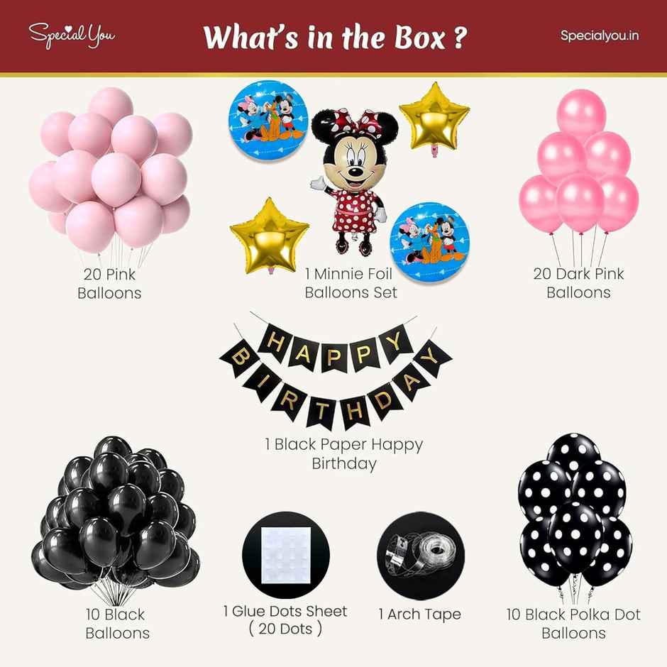 Minnie Theme Birthday Decor With Foil Balloon | Special You