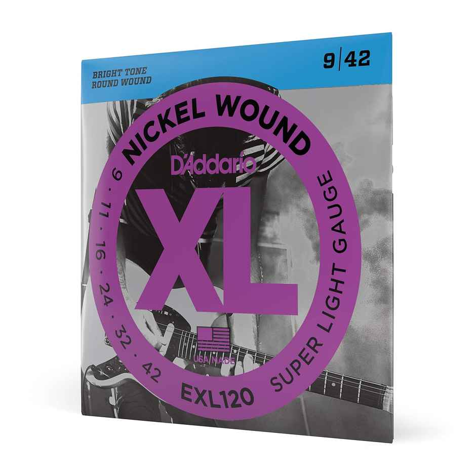 D'Addario Exl120 Nickel Wound 9-42 Super Light Electric Guitar Strings