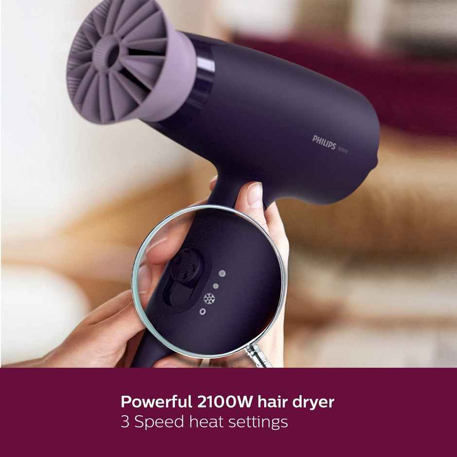 Philips Hair Dryer 1600W - Advanced Ionic Care for Smooth, Shiny Hair| 3 Styling Options|BHD318/00