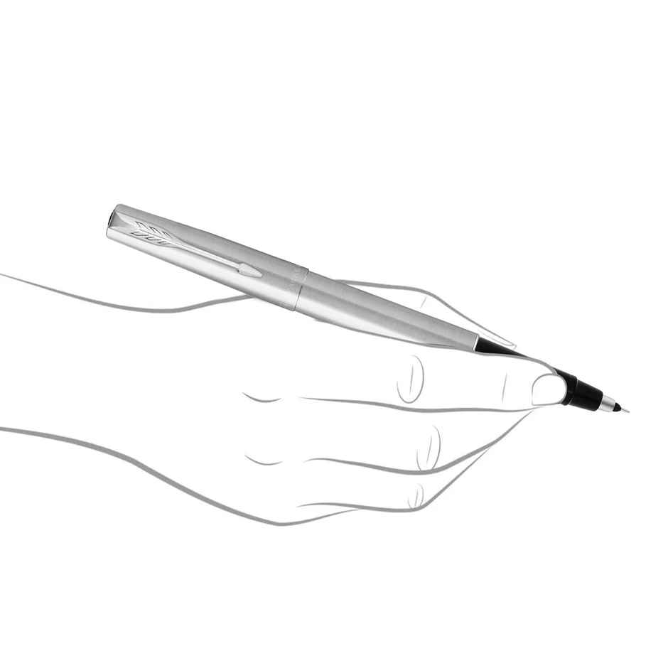 Parker Frontier Stainless Steel Chrome Trim Roller Ball Pen| Ink Color - Blue | Gift For Employees