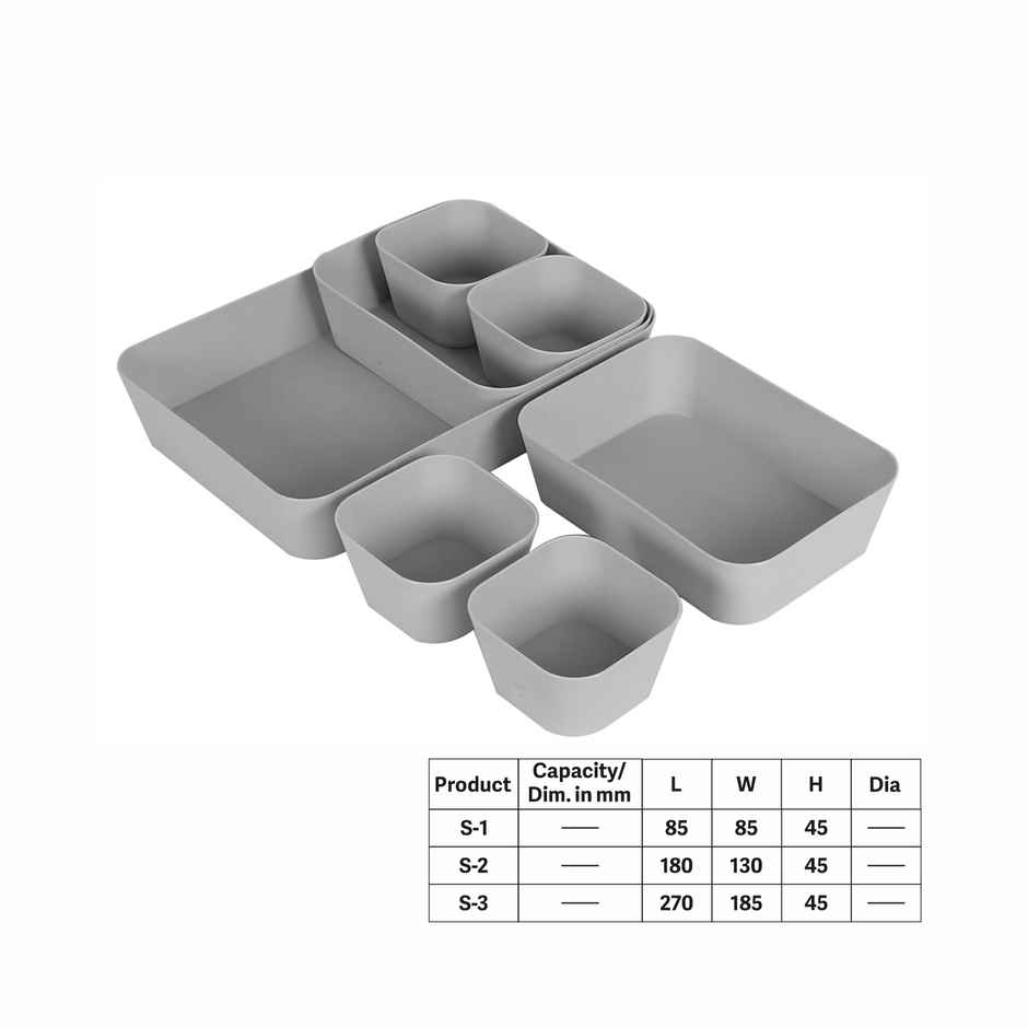 Gluman Drawer Organizer Set | Multipurpose Storage Trays| Grey
