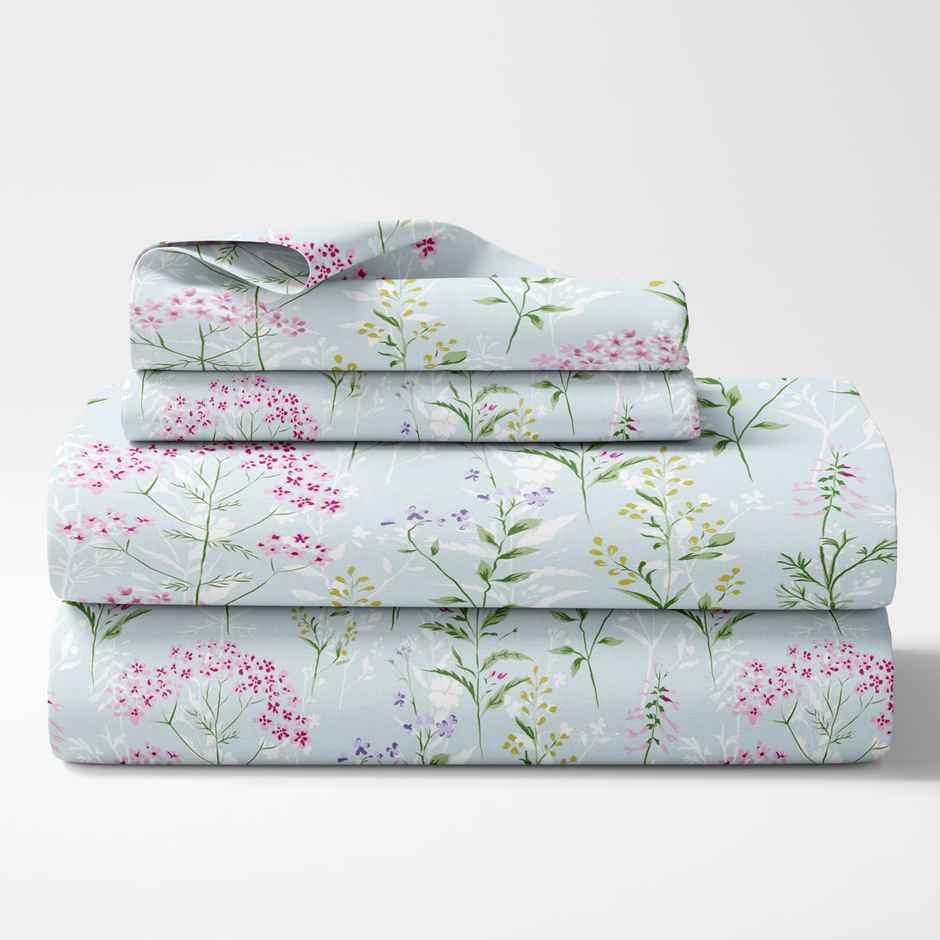 Haus & Kinder Elegant Bloom Double 100% Cotton Bedsheet | Garden Floral Magic | 98 x 89 in
