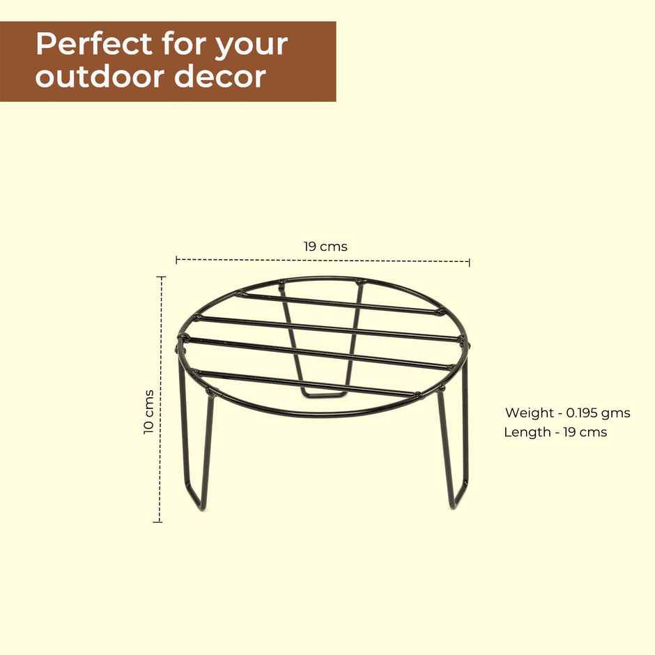 TrustBasket Eclips Stand | Black | Set of 6 | Strong Planter Stand for Balcony Garden & Home Decor