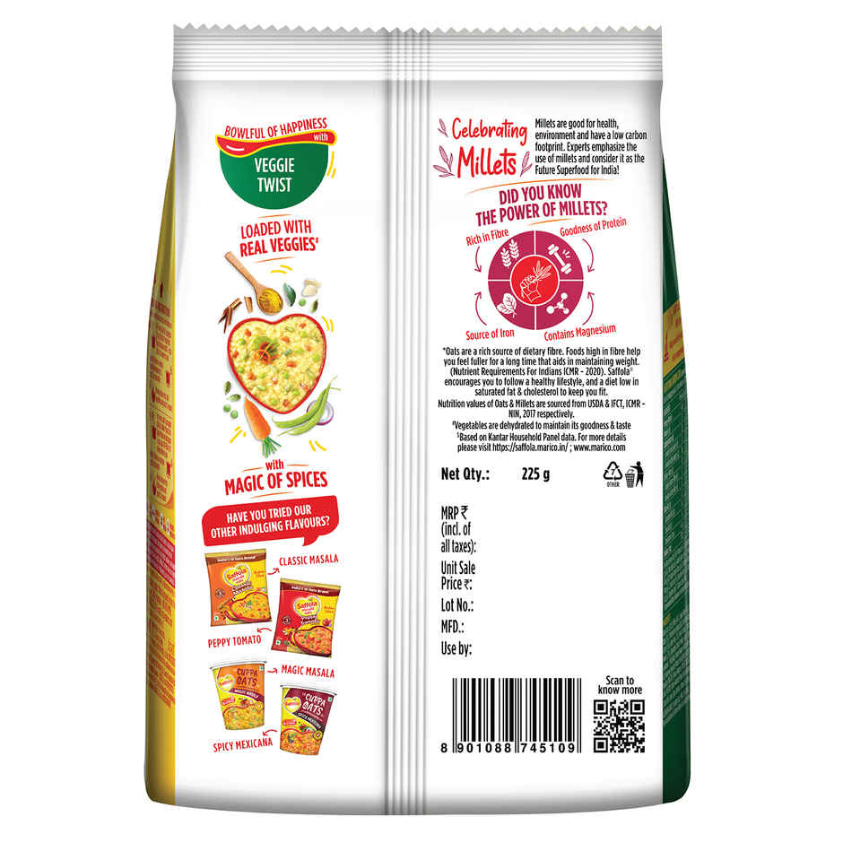 Saffola Masala Oats Veggie Twist Just 3 Mins No Added Preservatives Tasty