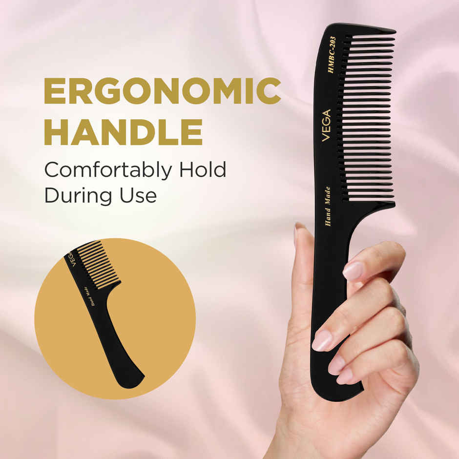 VEGA Grooming Hair Comb,Handmade | For Men And Women | Black | HMBC-203