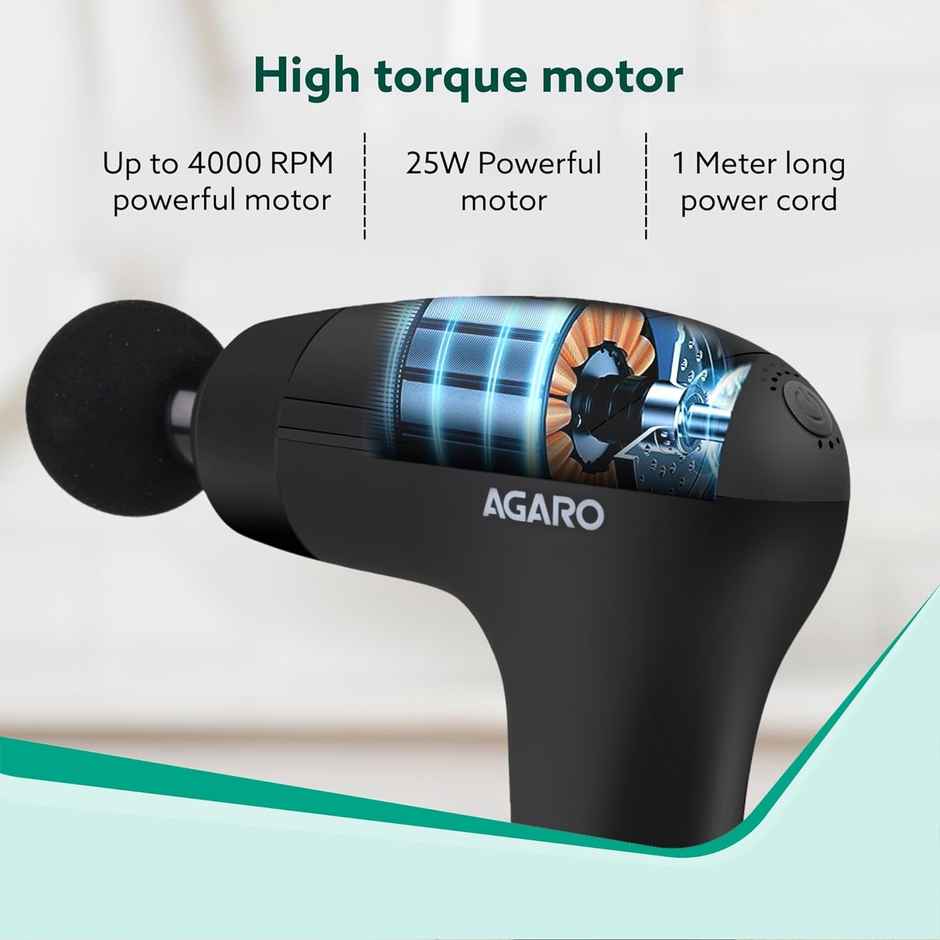 Agaro Icon Gun Massager, 4 Heads, 6 Speed,Percussion Muscle Massager For Full Body Pain Relief