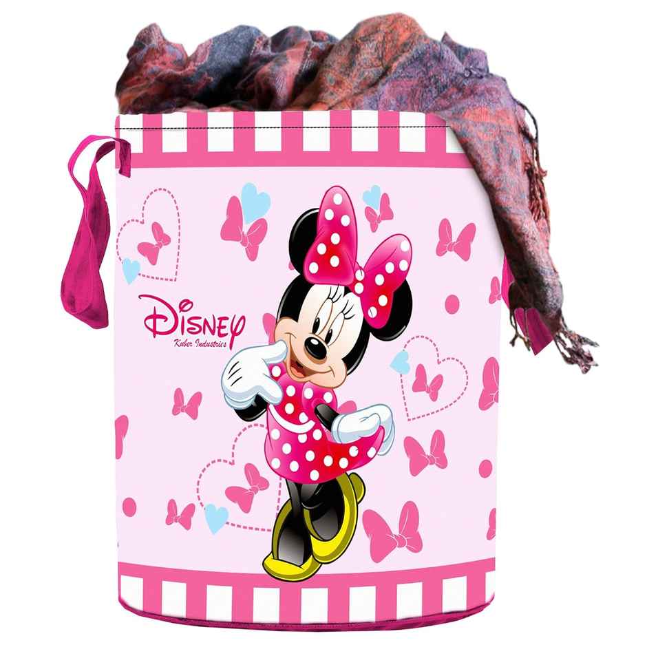 Kuber Industries Non Woven 45 L Disney Print Round Laundry Bag/Bin|(Pink)