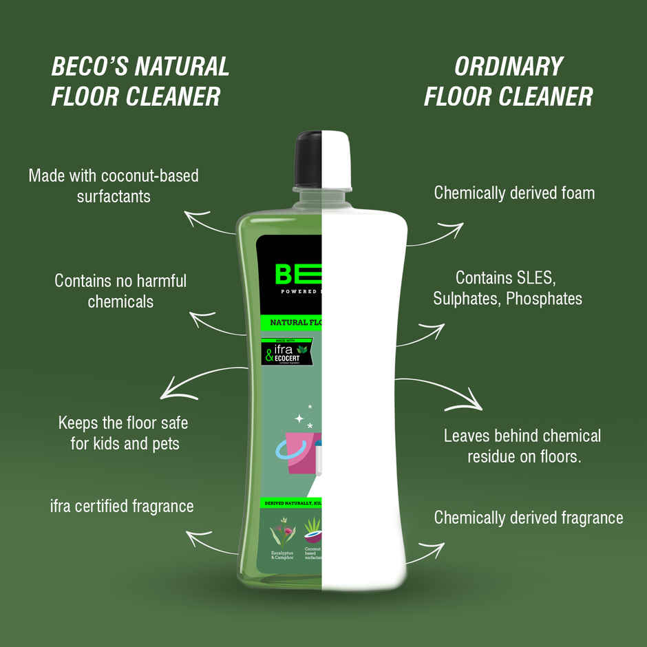 BECO Natural Floor Cleaner Eucalyptus 1L- Kills 100% Germs